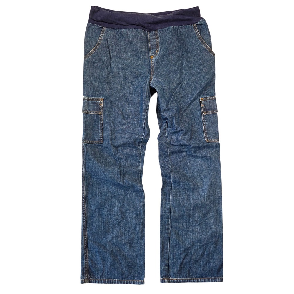 Soon To Be Maternity Blue Cargo Jeans Straight Leg Stretch Waist Small Y2k
